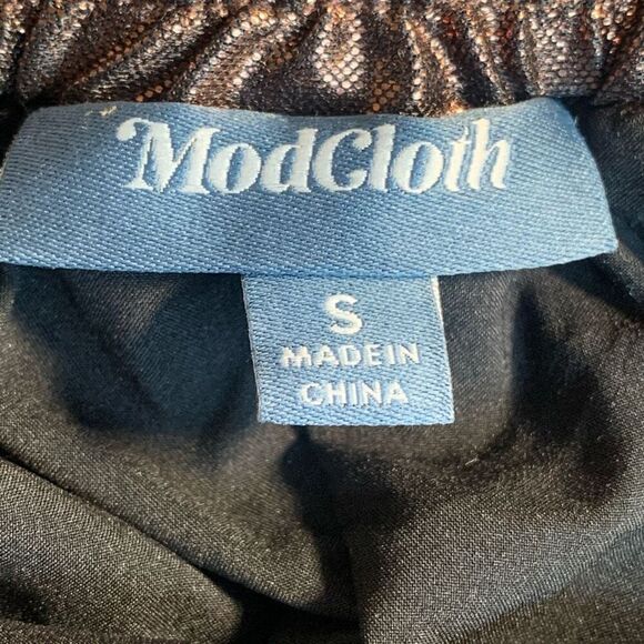 ModCloth Metallic Bronze Plisse Pleated Bow Detail Tie Front Retro Midi Skirt - Picture 6 of 8